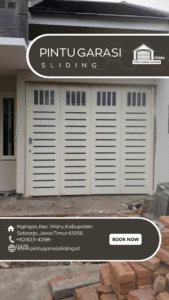 Pintu Garasi Sliding Tikung untuk Rumah Modern.